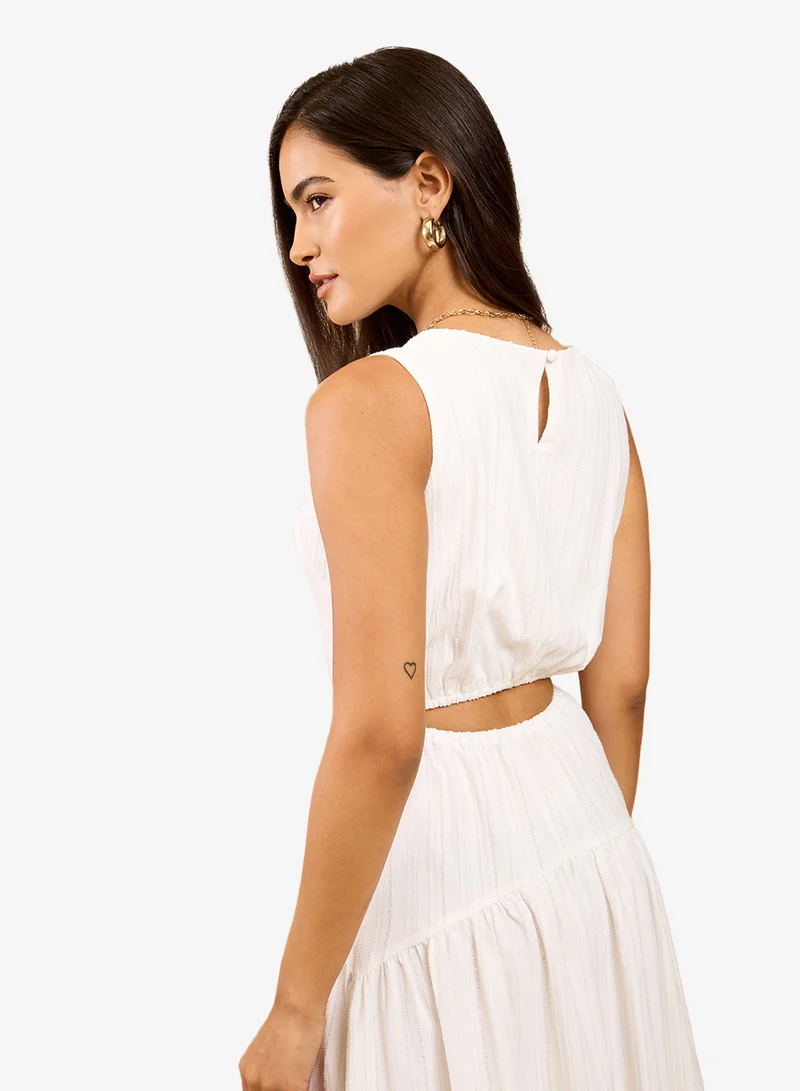 Little Mistress  White Dropped Midi Dress for Women | Best Price UAE